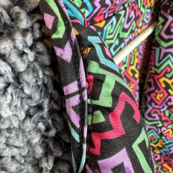 USA Palm Reversible sherpa & colorful funky art pattern jacket 90s style Size XS - Picture 15 of 15